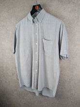 Thomas Burberry Shirt Mens Large L Grey Short Sleeve Cotton